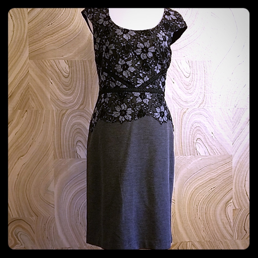 Ann Taylor Black and Grey Lace Dress - Picture 1 of 1